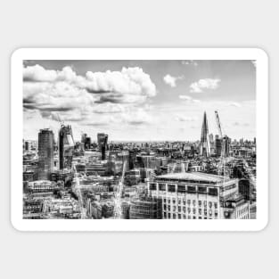 London City Canary Wharf Aerial View Black And White Sticker